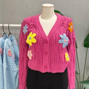 Very J Pink Floral Cardigan